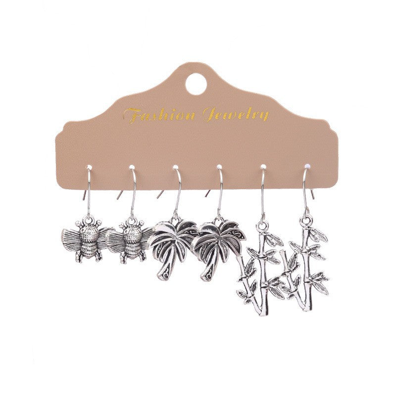 Wholesale 3 Pair Vintage Alloy Earrings